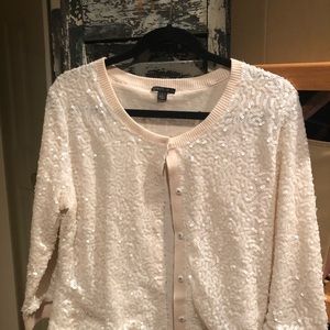 Lafayette 148 White Sequin cardigan